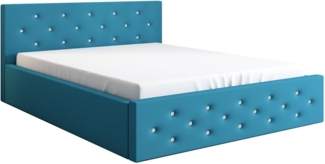 Polsterbett VALI 180x200 mit Matratze, Bettkasten und Lattenrost. Farbe: Azur 13