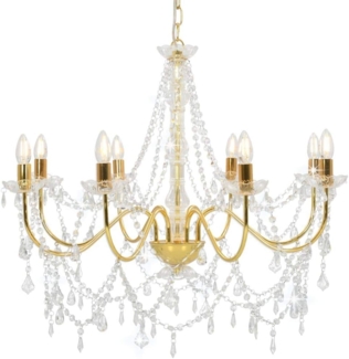 vidaXL Kronleuchter mit Perlen Golden 8 x E14-Fassungen 281607