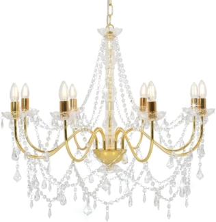 vidaXL Kronleuchter mit Perlen Golden 8 x E14-Fassungen 281607