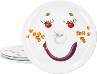 MamboCat Pizzateller 4er Set Smiley Pizzateller Ø30,5cm Servier-Platte Gemüse-Gesicht