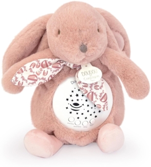 Doudou et Compagnie – Nachtlicht mit Musik, Hase, Rosa, mit Sternenprojektion – Plüschtier mit Melodien und beruhigenden Lichtern – Begleiter für die Nacht des Babys – Geschenkidee zur Geburt – DC4200