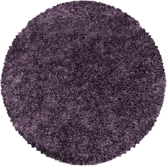 Carpetsale24 Shaggy Hochflor Teppich 120 cm Rund Violett-2 | Runder Teppich Wohnzimmer – Moderner, Weicher, Flauschiger Langflor für Schlafzimmer, Badezimmer & Küchenteppich, Wohnzimmerteppich