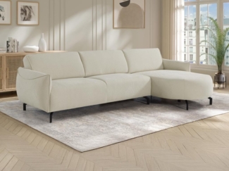 Vente-unique - Ecksofa - Ecke rechts - Stoff - Beige - FERIONA