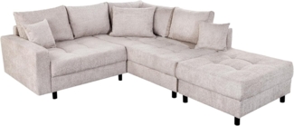 riess-ambiente Ecksofa KENT 220cm greige, Set 2 Teile, Wohnzimmer · Couch · Bouclé-Bezug · Federkern · inkl. Hocker · Design