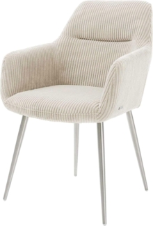Esszimmerstuhl Pejo-Flex Cord Beige 4-Fuß konisch Edelstahl Taschenfederkern
