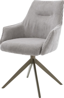 Drehstuhl Alja-Flex mit Armlehnen Cord Silbergrau Kreuzgestell breit Effektfinish Titan 360° drehbar Taschenfederkern