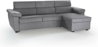 Talamo Italia - Sofa mit Halbinsel Vincenza, Ecksofa für Wohnzimmer, gepolstert, Abnehmbarer Bezug, 100% Made in Italy-Qualität, 285x160 h100 cm, Grau