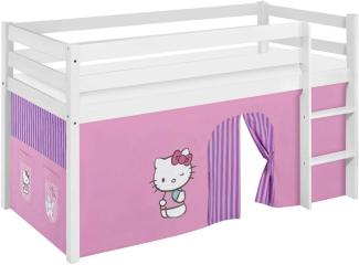 Lilokids 'Jelle' Spielbett 90 x 200 cm, Hello Kitty Lila, Kiefer massiv, mit Vorhang