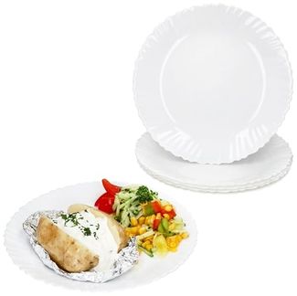 MamboCat Speiseteller 6x Speiseteller Arkona Opalglas 24cm weiß Ess-Teller