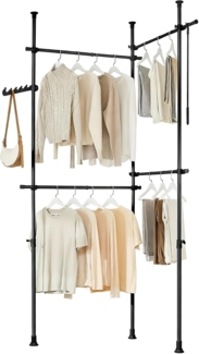 SoBuy Kleiderständer KLS03, Garderobenständer mit 4 Kleiderstangen Teleskop Garderoben System