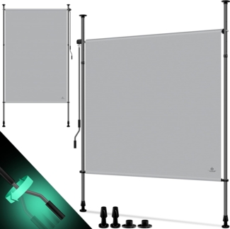 KESSER® Klemmmarkise Senkrechtmarkise außen Ausziehbar & Blickdicht | Vertikalmarkise mit Handkurbel ohne Bohren | Balkon-Sichtschutz & Windschutz für Garten & Terrasse Wasserfest Grau, 200 x 310 cm