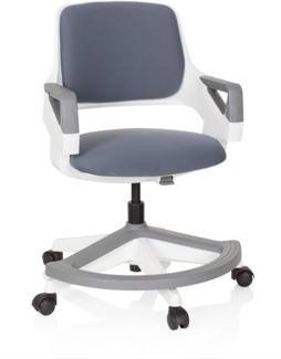 hjh OFFICE Kinder- und Jugendstuhl Kid Flex Mitwachsender Drehstuhl, Verstellbare Rückenlehne & Fußablage, Grau