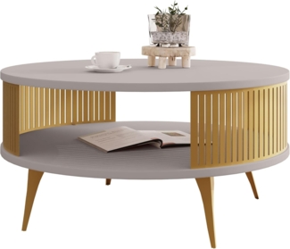 Couchtisch Rajkon Gold, Beine und Seiten aus Stahl (Farbe: Gold / Cashmere)