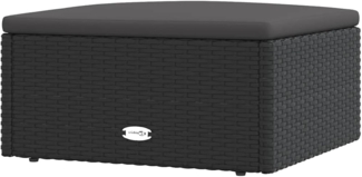 vidaXL Gartenhocker mit Kissen Schwarz Poly Rattan 319589
