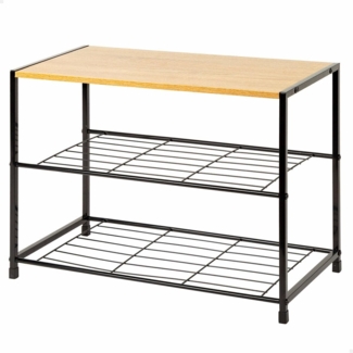 AKTIVE Max Home Schuhregal aus Metall für Eingangsbereich, Flur, 63 x 30 x 43 cm, 3 Ablagen, Holz und schwarzer Stahl, max. 8 kg, Industriestil, offen, Schuhregal, Schuhorganisation (18426)