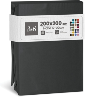 Bettwaesche-mit-Stil Mako-Satin Spannbettlaken anthrazit 200x200cm