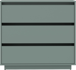 Forte Tahoe Kommode 90 100, minimalistische Kommode mit 3 Schubladen, Wohnzimmer, Schlafzimmer, Holzwerkstoff, Salbei, 93,5 cm breit x 96,7 cm hoch x 41,4 cm tief