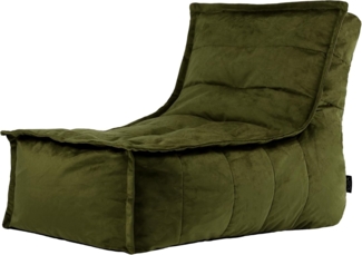 Icon Dolce Sitzsack-Liege für Erwachsene, Olivgrün, Flauschiger Samtstoff, Riesen Sitzsack Samt mit Füllung, Bean Bag Chair, Bequemer Sessel Wohnzimmer, Lounge, Schlafzimmer, Büro
