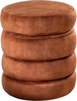 riess-ambiente Polsterhocker VOGUE 50cm rost braun - Samt, mit Stauraum, gepolstert, rund, retro (Einzelartikel, 1 St), Eleganter Sitzhocker- ideal für Ankleide, Flur, Wohnzimmer & Garderobe