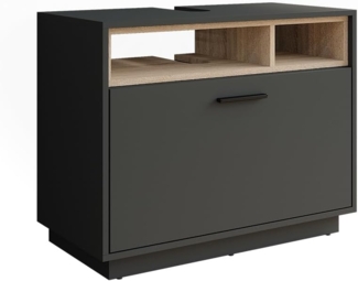 Waschbeckenunterschrank Beatrice Anthrazit/Sonoma 80 x 64 cm mit Schublade Vicco