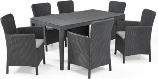 Allibert Diningset Girona-Miami 7-teilig anthrazit - Rattanoptik, wetterfest, Garten