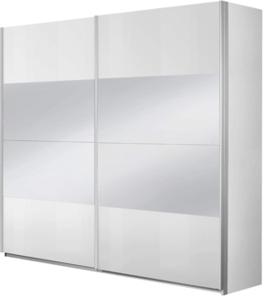 Rauch Möbel Imposa Kleiderschrank/Schwebetürenschrank mit Spiegel, 3 Einlegeböden, 3 Kleiderstangen, 2-türig, Hochglanz weiß/Alpinweiß, 226 x 62 x 210 cm