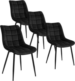 WOLTU 4 x Esszimmerstühle 4er Set Esszimmerstuhl Küchenstuhl Polsterstuhl Design Stuhl mit Rückenlehne, mit Sitzfläche aus Samt, Gestell aus Metall, Schwarz, BH142sz-4