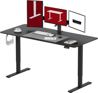 SANODESK Höhenverstellbarer Schreibtisch 160x60 cm Schreibtisch Höhenverstellbar Elektrisch Ergonomischer Steh-Sitz Tisch Computertisch für Heimbüro Homeoffice(schwarz)