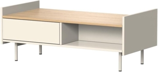 Vicco Couchtisch Creme 100x50 cm mit 2 Schubladen, Velina