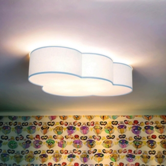 Licht-Erlebnisse Deckenleuchte WOLKI, ohne Leuchtmittel, Wolkenlampe Kinderzimmer Blau Stoff Wolke 4x E27 Kinderlampe