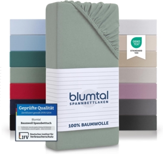 Blumtal® Baumwolle Spannbettlaken 80x160-180 cm Basics Jersey - Bettlaken 80x160 Kinder - Oeko-TEX zertifiziertes Spannbettlaken Beistellbett/Kinderbett 80x160-180 - Summergreen - Grün