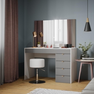 Schminktisch Elise Weiß/Grau/Grau 115 cm mit Hocker Vicco