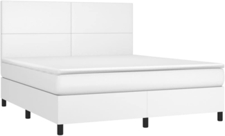 vidaXL Polsterbett mit Matratze & LED Weiß 160x200 cm Kunstleder