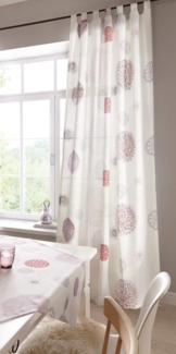 Dekoschal "Modern Art" creme weiß, 140x240 cm, halb transparent, Vorhang, Gardine, Schlaufenschal