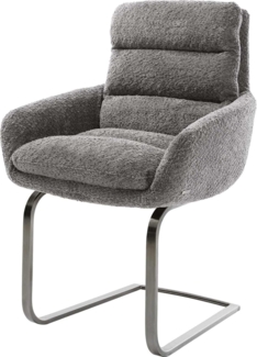 Freischwinger Abelia-Flex mit Armlehnen Bouclé Grau Freischwinger flach Graphit