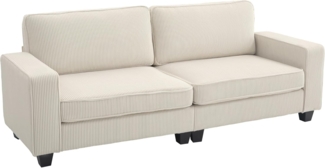 HOMCOM 3-Sitzer Couch mit Armlehnen, Rückenkissen, Wohnzimmersofa 1 Teile, für Wohnzimmer, Schlafzimmer 227 x 84 x 87 cm, Cremeweiß