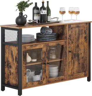 Vasagle Sideboard, Holzspanplatte vintagebraun-schwarz, 75 x 110 x 33 cm