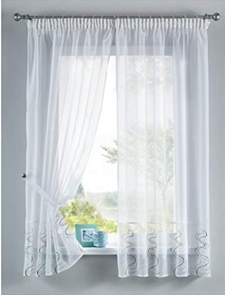 Gardinenbox Gardine, Stangendurchzug (2 St), transparent, WELLE Stickerei Gardinen Set 2 Tlg. Raffhalter Tunneldurchzug Gardinen