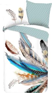 good morning Renforcé Bettwäsche 2 teilig Bettbezug 155 x 220 cm Kopfkissenbezug 80 x 80 cm Feather 30075. 99. 12 Multi