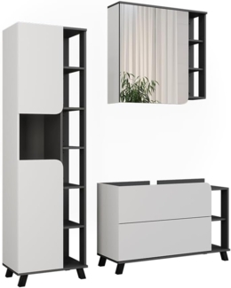 Badmöbel-Set Karen Weiß/Anthrazit 3 Teile Vicco