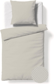 Fleuresse Lech Edelflanell Bettwäsche 155x220 kleingemustert beige uni 604467-07