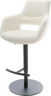 Barstuhl Yago-Flex Bouclé Weiß Drehfuß höhenverstellbar Metall Schwarz drehbar Taschenfederkern