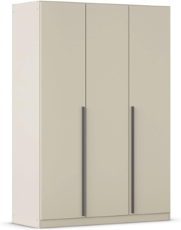 rauch Kleiderschrank Alba, Drehtürenschrank, Garderobenschrank, 3-türig, mit 2 Kleiderstangen, 2 Einlegeböden und Schubladeneinsatz, Farbe Champagner, Beige, Griffstange Grau metallic, Schwarz, 136x197x54cm