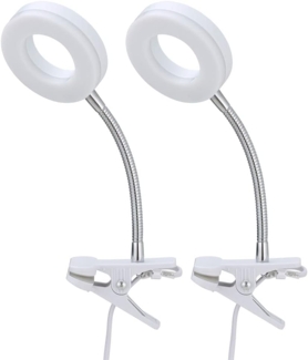 2x LED Tischleuchte, Spot beweglich, weiß, Metall, H 21cm