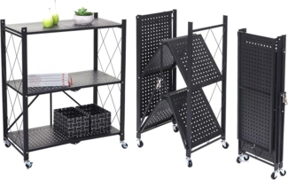 Regal HWC-J85, Standregal Wohnregal, faltbar/klappbar Stahl ~ schwarz, 3 Ebenen