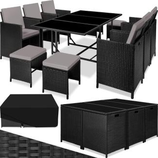 tectake Sitzgruppe Rattan Sitzgruppe, (Set, 12-tlg), für 6 bis 10 Personen