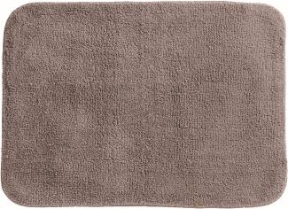 Spirella Badteppich Badematte Duschvorleger CAMPUS 100% Baumwolle Hochflor | flauschig | rutschhemmend | geeignet für Fußbodenheizung | 50x70 cm | Taupe