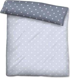biberna Mako-Satin Bettbezug Mix & Match 0636046 STERNE 1x 200x200 cm, taupe, blau, 1x 155x200 cm