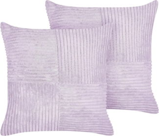 Beliani 'MILLET' Kissen, 2er Set, Cord Polyester violett, 43x43 cm