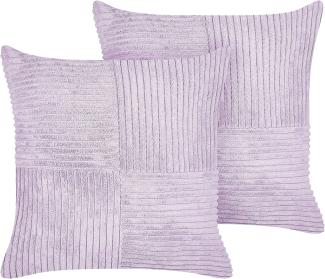 Beliani 'MILLET' Kissen, 2er Set, Cord Polyester violett, 43x43 cm